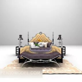 European Luxury Double Bed V3 3d model