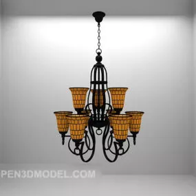 Vintage Iron Chandelier Furniture 3d model