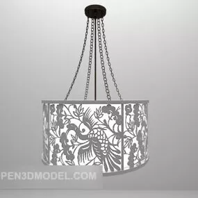 Large Iron Carving Chandelier Furniture 3d model