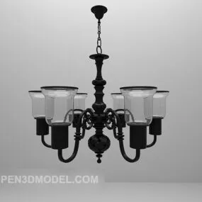 European Retro Iron Chandelier Furniture 3d model