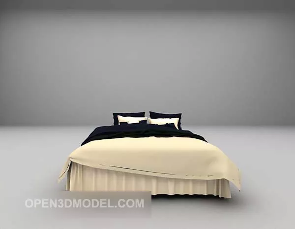 Modern Yellow Double Bed Furniture 3d model Modern Yellow Double Bed Furniture 3d model
