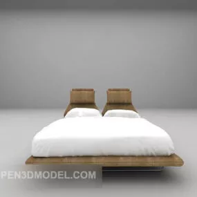 Simple Double Bed Mattress Furniture 3d model