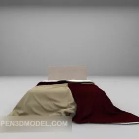 Brown Blanket Double Bed Furniture 3d model