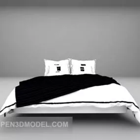 Black White Double Bed Furniture 3d model