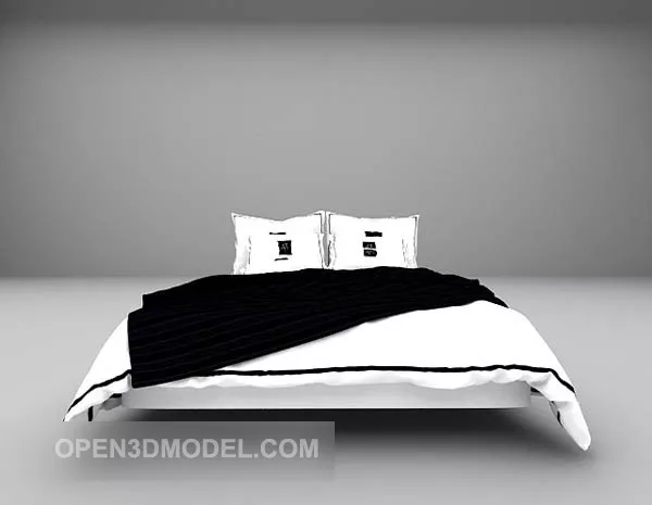 Black White Double Bed Furniture 3d model Black White Double Bed Furniture 3d model