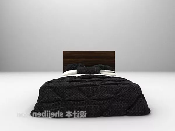 Modern Style Double Bed Grey Mattress 3d model Modern Style Double Bed Grey Mattress 3d model