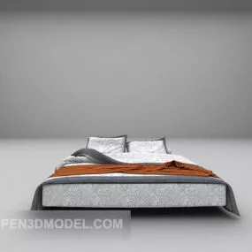 White Red Double Bed Furniture 3d model