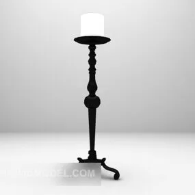 European Black Wooden Candlestick 3d model