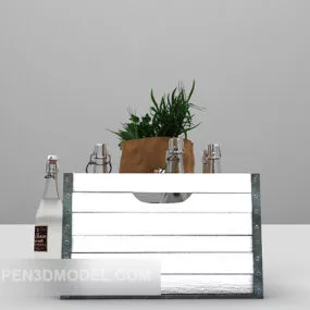 Wooden Storage Box White Painted 3d model