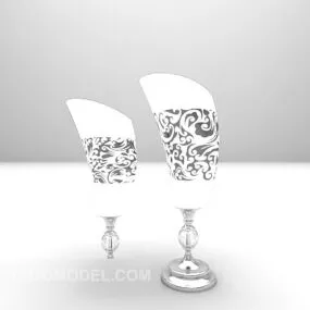 Silver Table Lamp Set-up Furniture 3d model