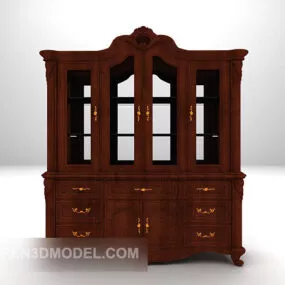 European Wood Display Cabinet Furniture 3d model
