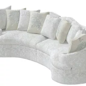 White Multiplayer Curved Sofa Furniture 3d model