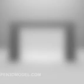 Gray White Curtain 3d model