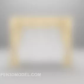 European Style Yellow White Curtain 3d model
