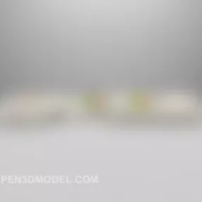 White Leather Combo Sofa 3d model
