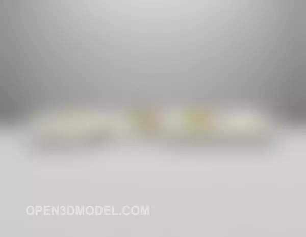 White Leather Combo Sofa 3d model White Leather Combo Sofa 3d model