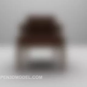 Brown Leather Single Sofa V2 3d model