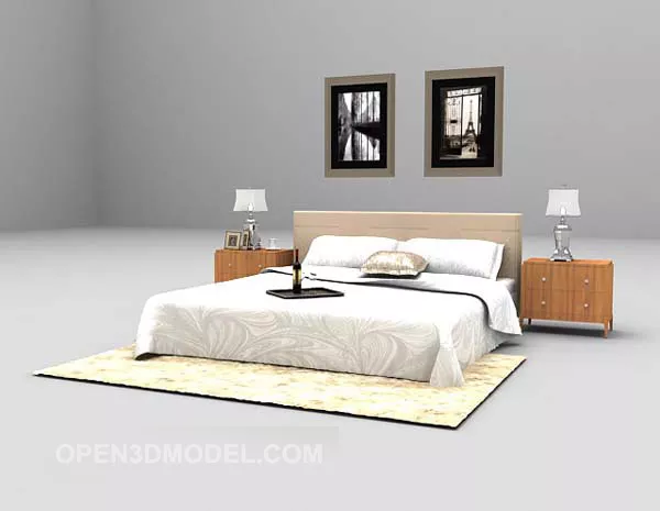 Simple Style Double Bed V2 3d model Simple Style Double Bed V2 3d model