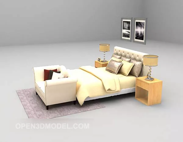 Bed With Daybed 3d model Bed With Daybed 3d model