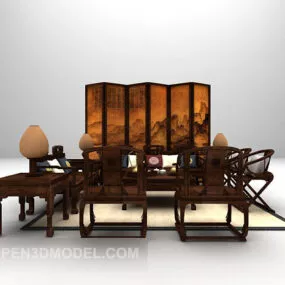 Chinese Combination Sofa Chair 3d model