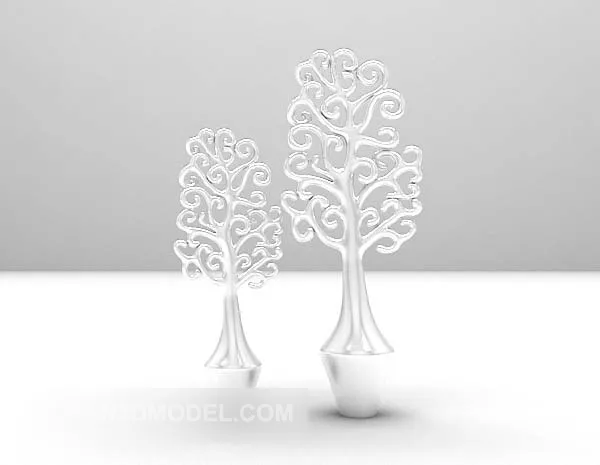 White Small Tree Table Decor 3d model White Small Tree Table Decor 3d model