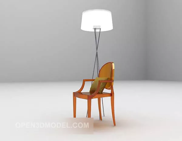 Wood Home Chair With Floor Lamp 3d model Wood Home Chair With Floor Lamp 3d model
