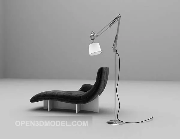 Long-shaped Lounge Chair With Floor Lamp 3d model Long-shaped Lounge Chair With Floor Lamp 3d model