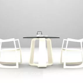 White Table And Chair Combination V1 3d model