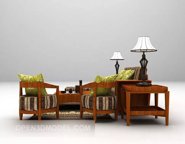 European Wooden Multiplayer Sofa Furniture 3d model European Wooden Multiplayer Sofa Furniture 3d model