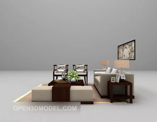 Chinese Sofa Full Set 3d model Chinese Sofa Full Set 3d model
