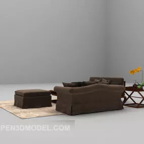 Modern Style Sofa Brown Fabric 3d model