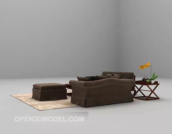 Modern Style Sofa Brown Fabric 3d model Modern Style Sofa Brown Fabric 3d model