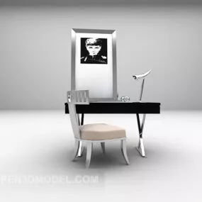 European Simple Desk With Mirror 3d model