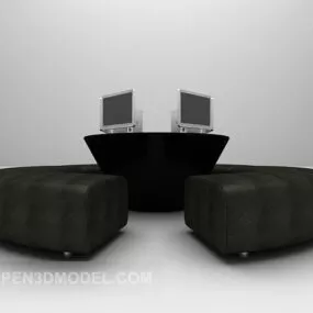 Black Sofa With Round Table 3d model