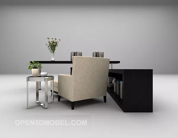 Wood Desk With Low-cabinet 3d model Wood Desk With Low-cabinet 3d model