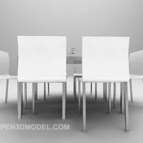 White Table And Chair 3d model