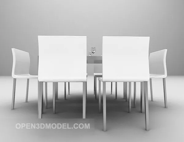 White Table And Chair 3d model White Table And Chair 3d model