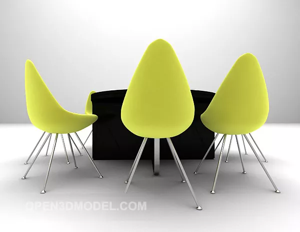 Modern Dinning Table Green Chair 3d model Modern Dinning Table Green Chair 3d model