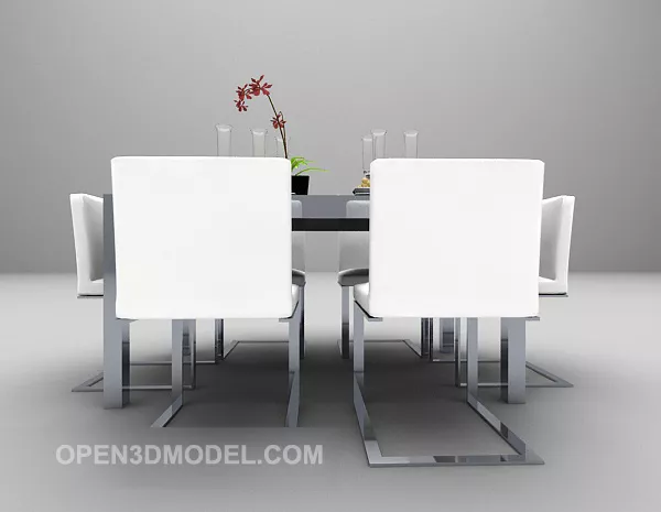 Modern Table And Chair White Fabric 3d model Modern Table And Chair White Fabric 3d model