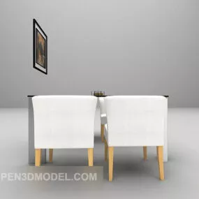 Dinning Modern Wood Table And Chair 3d model