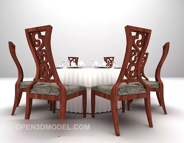 European Round Table Wood Chair 3d model European Round Table Wood Chair 3d model