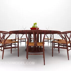 Chinese Table Wooden Chair 3d model