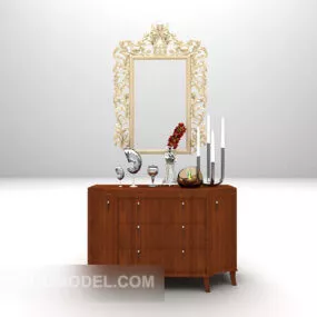 Hall Cabinet With Antique Mirror 3d model