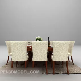 Vintage European Family Table Chair 3d model