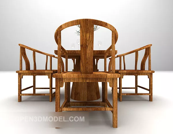 Chinese Dinning Wooden Table And Chairs V1 3d model Chinese Dinning Wooden Table And Chairs V1 3d model