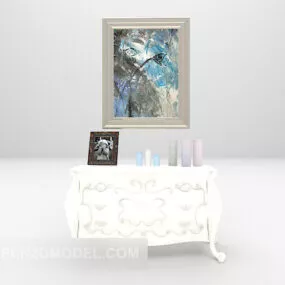 European White Side Cabinet With Painting 3d model