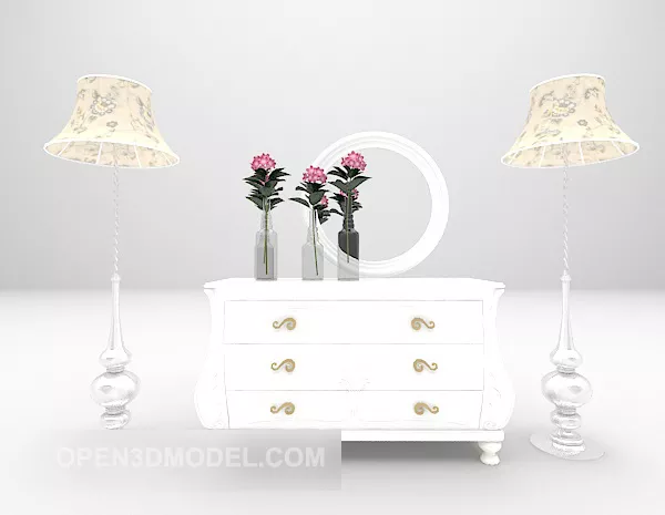European White Elegant Dresser 3d model European White Elegant Dresser 3d model