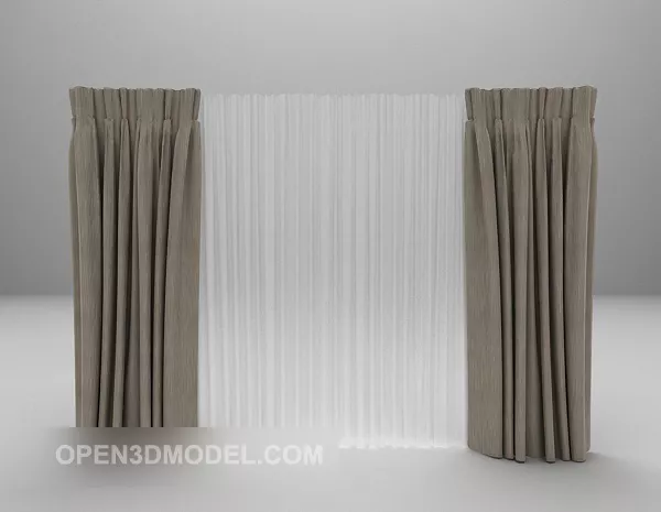 Floor Curtain Brown White Color 3d model Floor Curtain Brown White Color 3d model