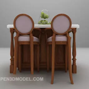 White European Table And Chair Combination 3d model