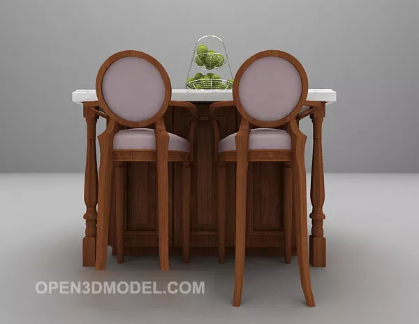 White European Table And Chair Combination 3d model White European Table And Chair Combination 3d model